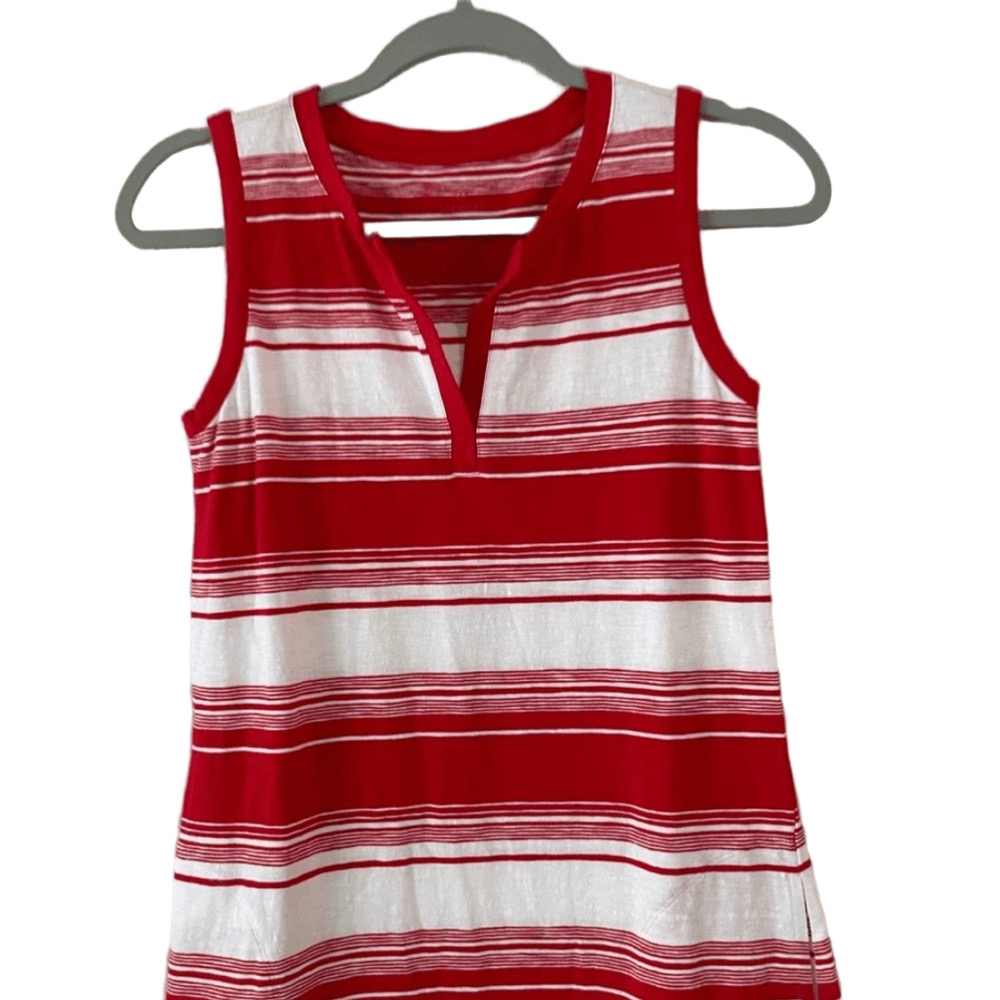 Talbots Red and White Striped Midi Sleeveless Dress. excellent condition. - Picture 3 of 5